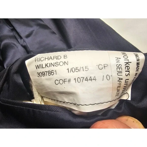 Richard B Wilkinson Mens Pinstripe Blazer Jacket Navy Charcoal Union Made - Picture 8 of 9